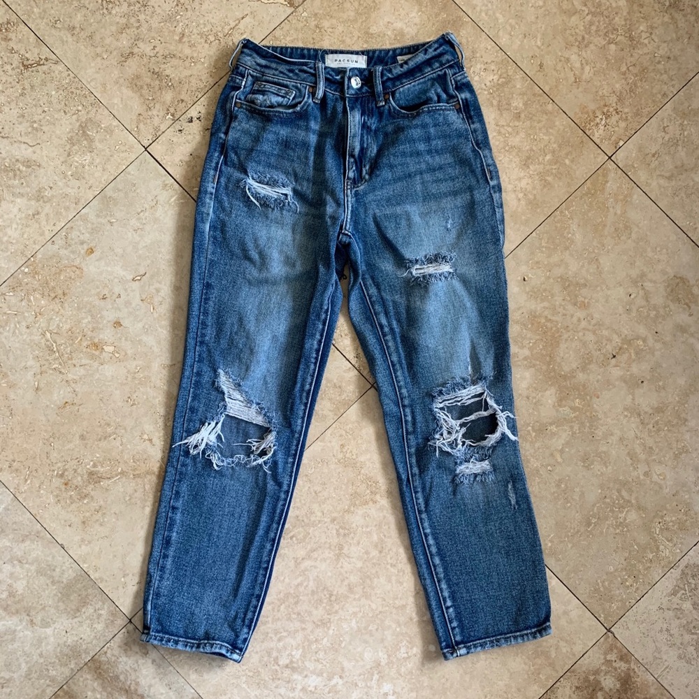 Mid wash mom jeans